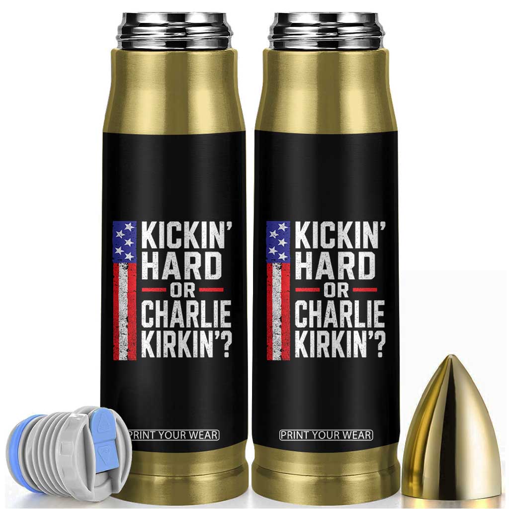 Funny Kickin Hard Or Kirkin US Political Bullet Tumbler Vintage American Flag