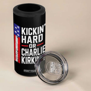 Funny Kickin Hard Or Kirkin US Political 4 in 1 Can Cooler Tumbler Vintage American Flag