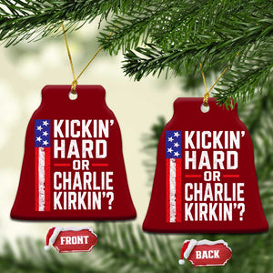 Funny Kickin Hard Or Kirkin US Political Ceramic Ornament Vintage American Flag