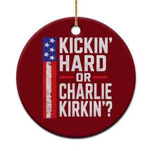 Funny Kickin Hard Or Kirkin US Political Ceramic Ornament Vintage American Flag