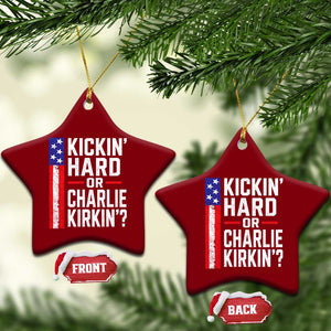 Funny Kickin Hard Or Kirkin US Political Ceramic Ornament Vintage American Flag