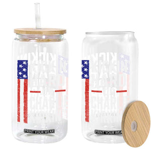 Funny Kickin Hard Or Kirkin US Political Glass Can Vintage American Flag