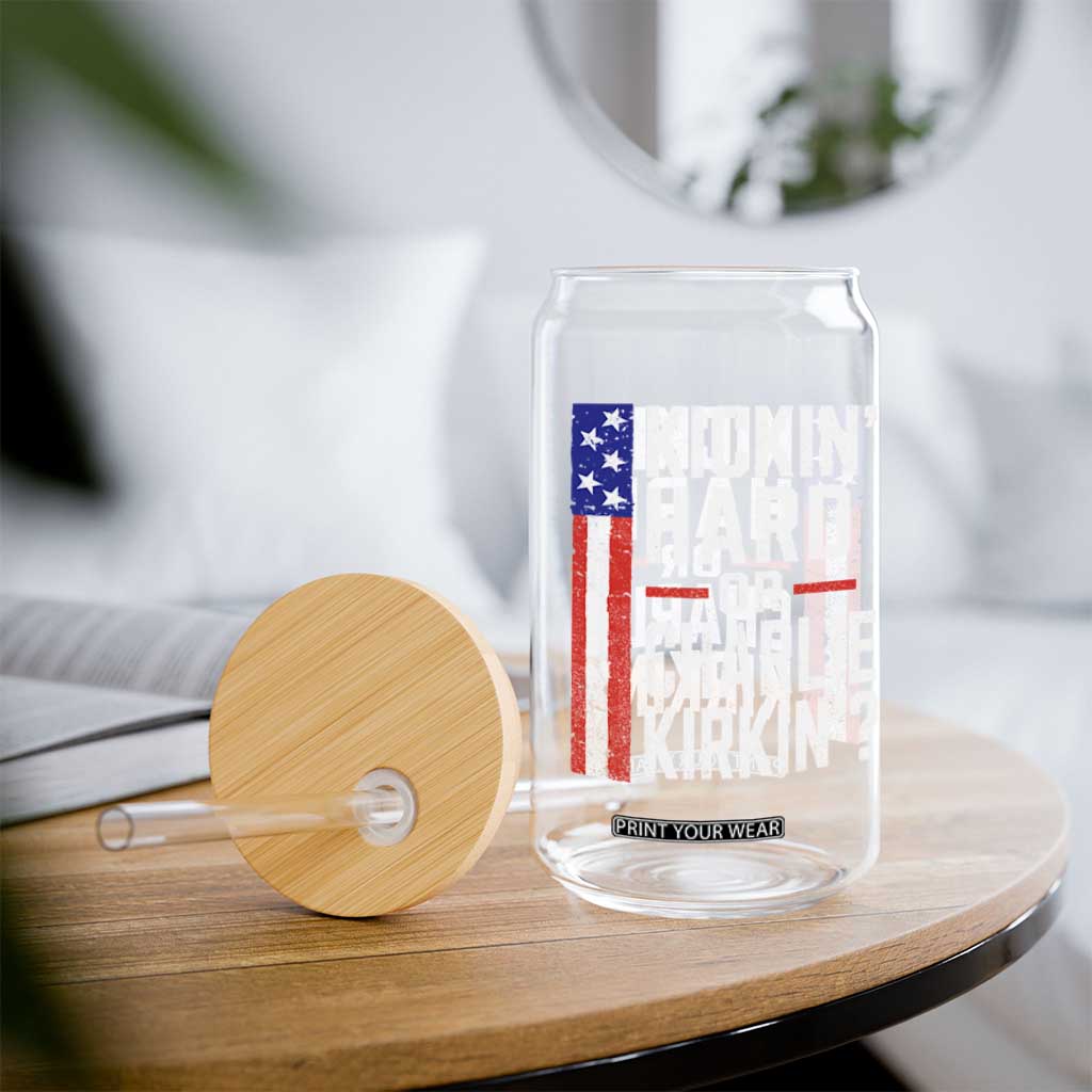 Funny Kickin Hard Or Kirkin US Political Glass Can Vintage American Flag