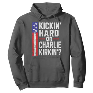 Funny Kickin Hard Or Kirkin US Political Hoodie Vintage American Flag
