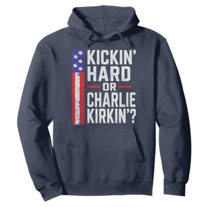 Funny Kickin Hard Or Kirkin US Political Hoodie Vintage American Flag