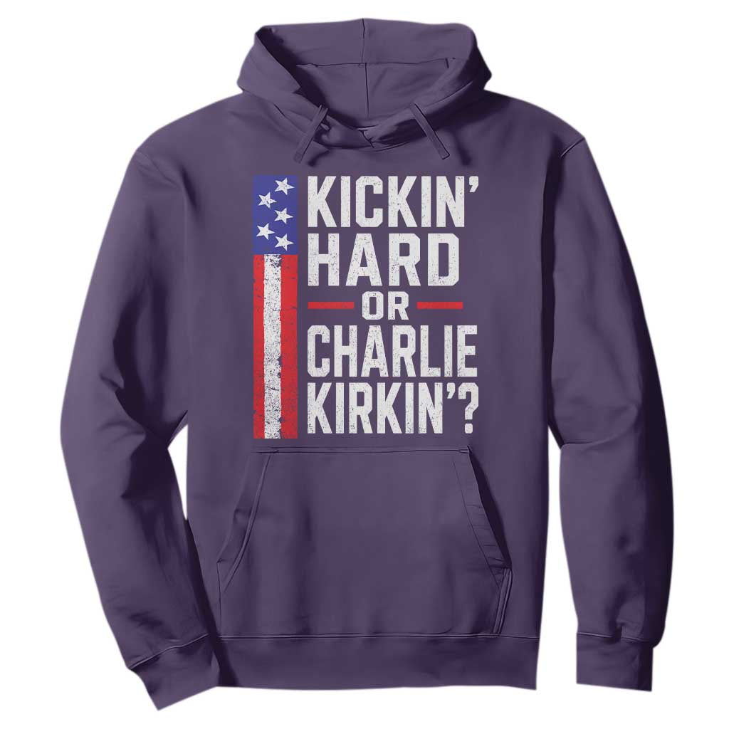 Funny Kickin Hard Or Kirkin US Political Hoodie Vintage American Flag
