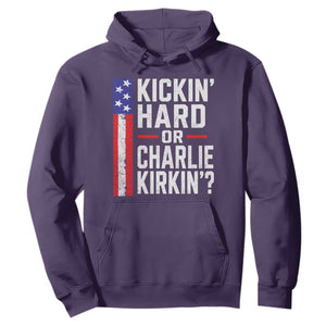 Funny Kickin Hard Or Kirkin US Political Hoodie Vintage American Flag
