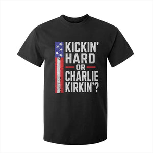 Funny Kickin Hard Or Kirkin US Political T Shirt For Kid Vintage American Flag
