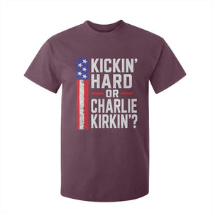 Funny Kickin Hard Or Kirkin US Political T Shirt For Kid Vintage American Flag
