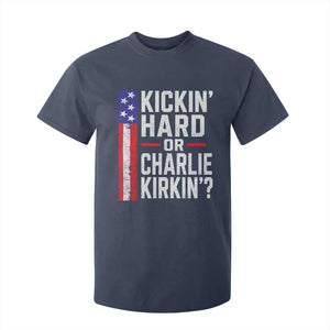 Funny Kickin Hard Or Kirkin US Political T Shirt For Kid Vintage American Flag