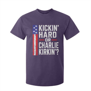 Funny Kickin Hard Or Kirkin US Political T Shirt For Kid Vintage American Flag