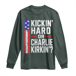 Funny Kickin Hard Or Kirkin US Political Long Sleeve Shirt Vintage American Flag