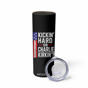 Funny Kickin Hard Or Kirkin US Political Skinny Tumbler Vintage American Flag