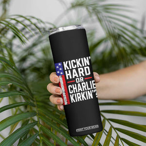 Funny Kickin Hard Or Kirkin US Political Skinny Tumbler Vintage American Flag