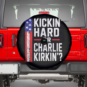 Funny Kickin Hard Or Kirkin US Political Spare Tire Cover Vintage American Flag