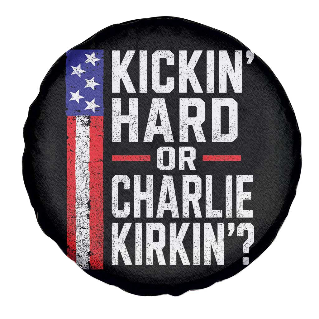 Funny Kickin Hard Or Kirkin US Political Spare Tire Cover Vintage American Flag