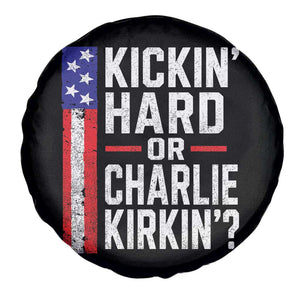 Funny Kickin Hard Or Kirkin US Political Spare Tire Cover Vintage American Flag