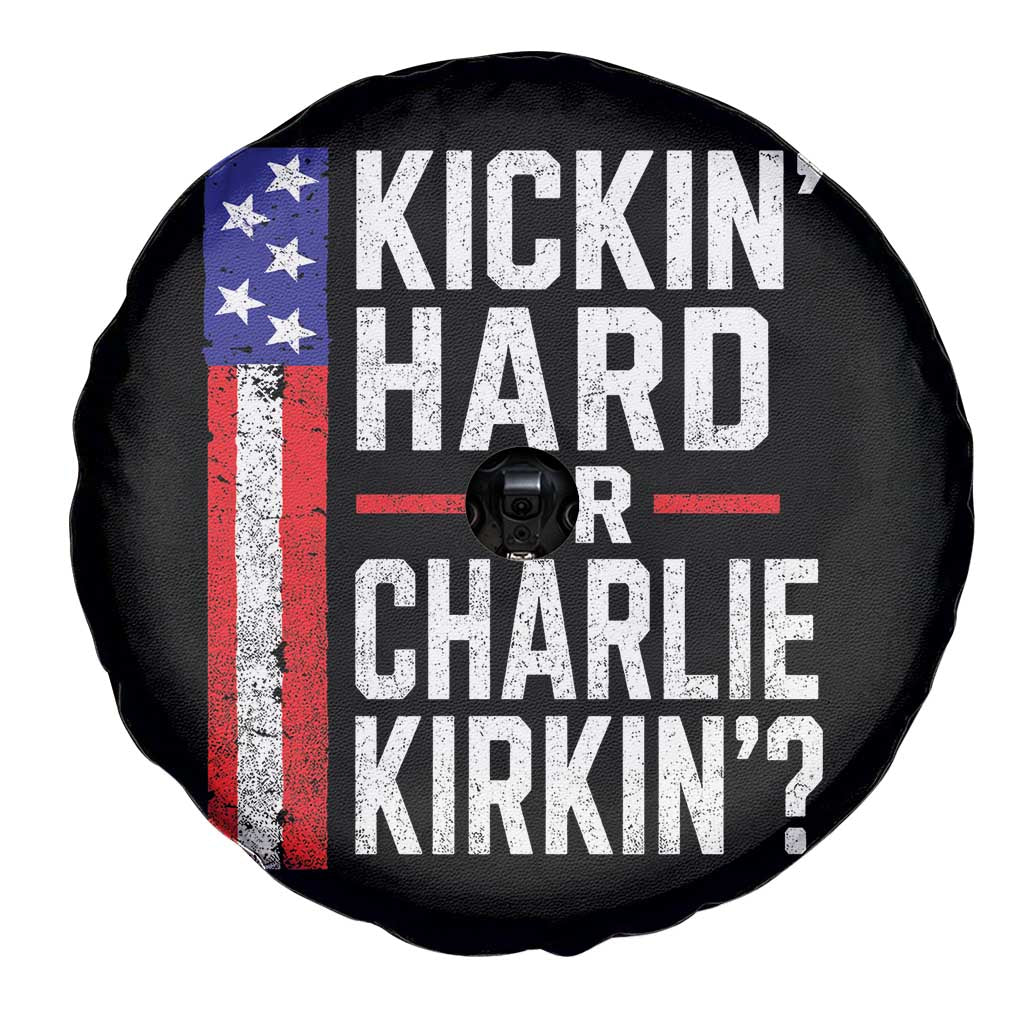Funny Kickin Hard Or Kirkin US Political Spare Tire Cover Vintage American Flag