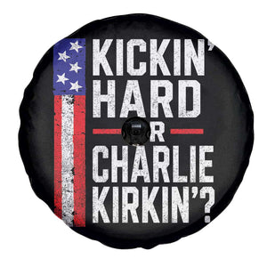 Funny Kickin Hard Or Kirkin US Political Spare Tire Cover Vintage American Flag