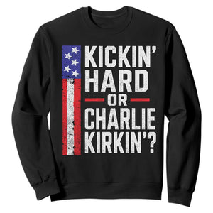 Funny Kickin Hard Or Kirkin US Political Sweatshirt Vintage American Flag