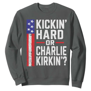 Funny Kickin Hard Or Kirkin US Political Sweatshirt Vintage American Flag