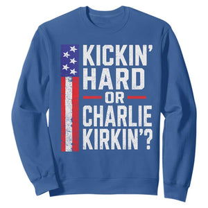 Funny Kickin Hard Or Kirkin US Political Sweatshirt Vintage American Flag