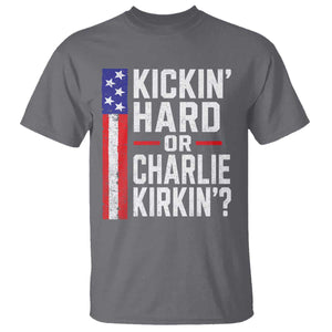 Funny Kickin Hard Or Kirkin US Political T Shirt Vintage American Flag