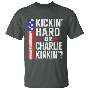 Funny Kickin Hard Or Kirkin US Political T Shirt Vintage American Flag