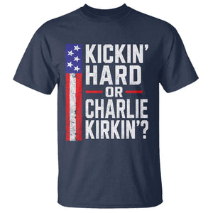 Funny Kickin Hard Or Kirkin US Political T Shirt Vintage American Flag