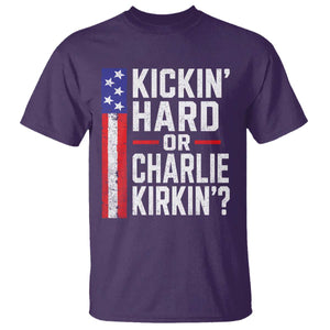 Funny Kickin Hard Or Kirkin US Political T Shirt Vintage American Flag