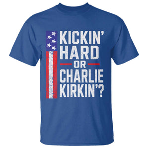 Funny Kickin Hard Or Kirkin US Political T Shirt Vintage American Flag