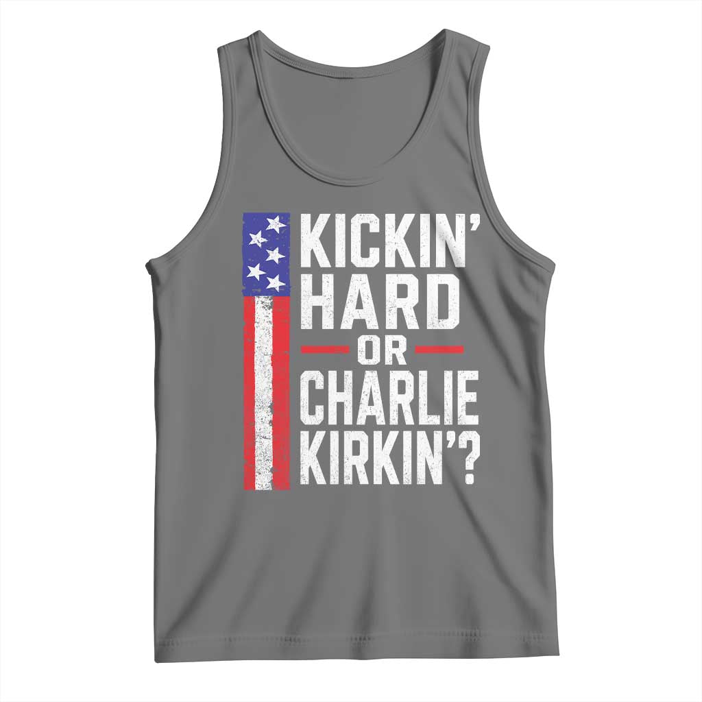 Funny Kickin Hard Or Kirkin US Political Tank Top Vintage American Flag