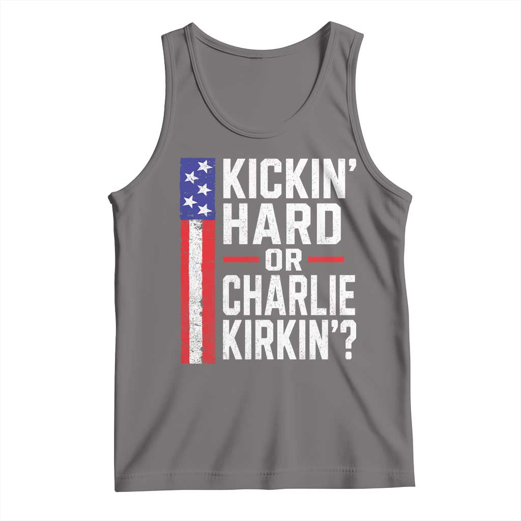 Funny Kickin Hard Or Kirkin US Political Tank Top Vintage American Flag
