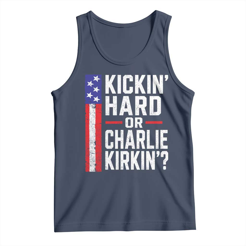 Funny Kickin Hard Or Kirkin US Political Tank Top Vintage American Flag