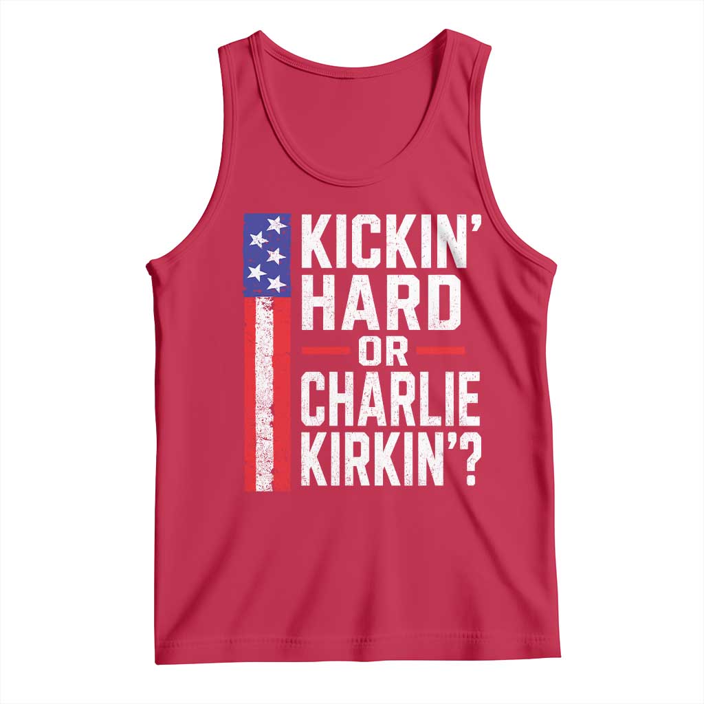 Funny Kickin Hard Or Kirkin US Political Tank Top Vintage American Flag