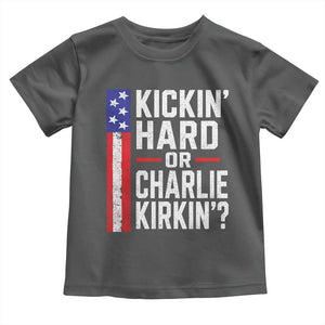 Funny Kickin Hard Or Kirkin US Political Toddler T Shirt Vintage American Flag
