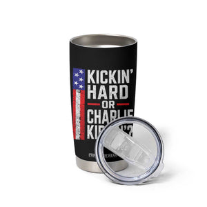 Funny Kickin Hard Or Kirkin US Political Tumbler Cup Vintage American Flag