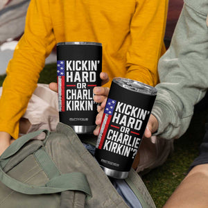 Funny Kickin Hard Or Kirkin US Political Tumbler Cup Vintage American Flag
