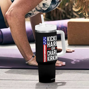 Funny Kickin Hard Or Kirkin US Political Tumbler With Handle Vintage American Flag