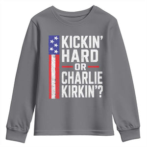 Funny Kickin Hard Or Kirkin US Political Youth Sweatshirt Vintage American Flag