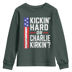 Funny Kickin Hard Or Kirkin US Political Youth Sweatshirt Vintage American Flag
