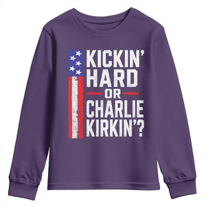 Funny Kickin Hard Or Kirkin US Political Youth Sweatshirt Vintage American Flag