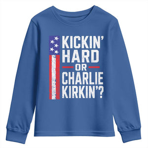 Funny Kickin Hard Or Kirkin US Political Youth Sweatshirt Vintage American Flag