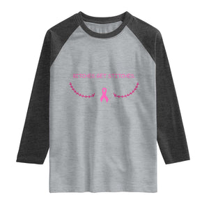 Funny Breast Cancer Awareness Raglan Shirt Bitches Get Stitches Pink Ribbon