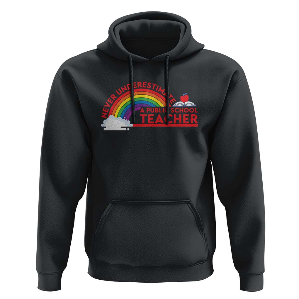 Tim Walz Hoodie Never Underestimate A Public School Teacher Rainbow Apple Book TS11 Black Print Your Wear