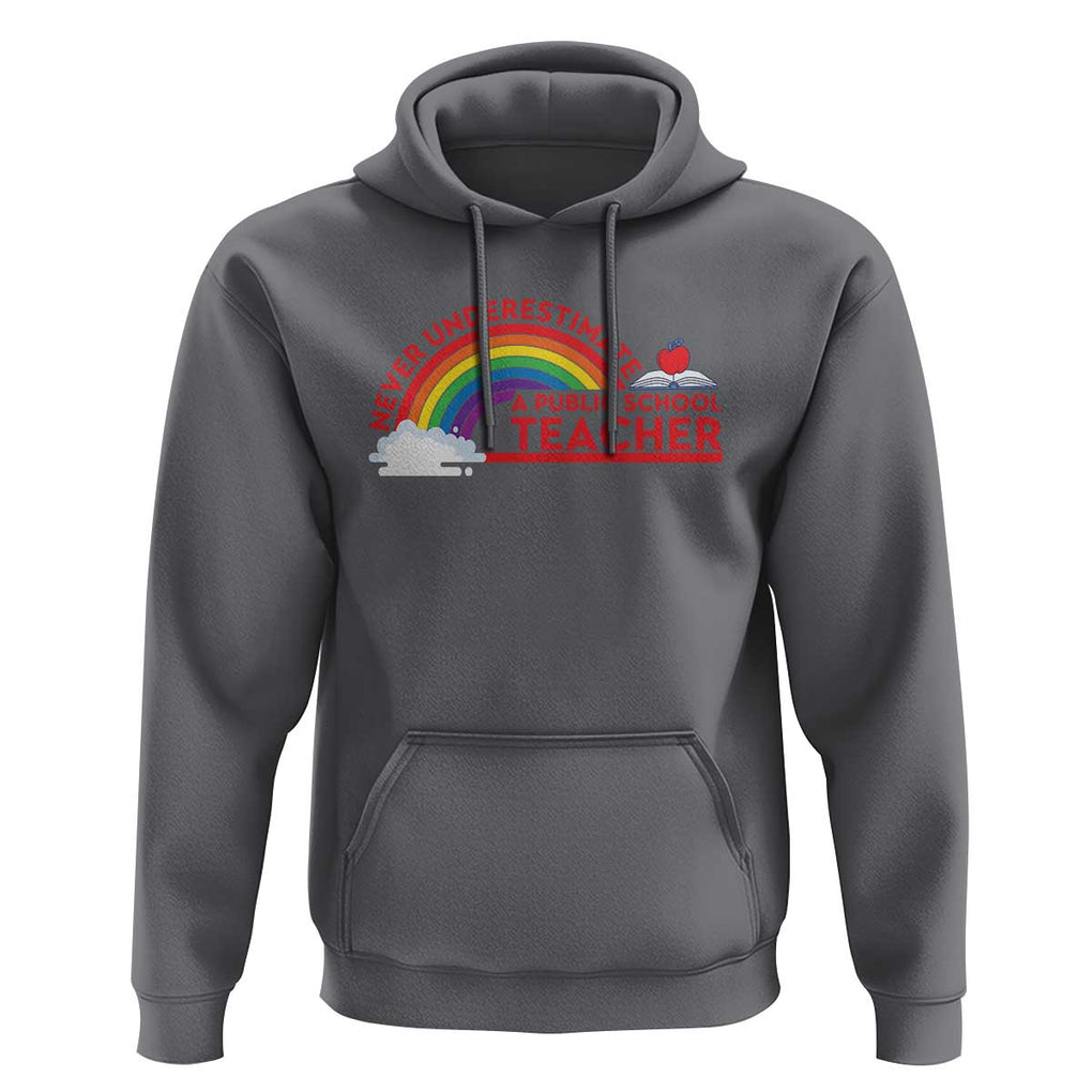 Tim Walz Hoodie Never Underestimate A Public School Teacher Rainbow Apple Book TS11 Charcoal Print Your Wear
