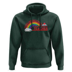 Tim Walz Hoodie Never Underestimate A Public School Teacher Rainbow Apple Book TS11 Dark Forest Green Print Your Wear