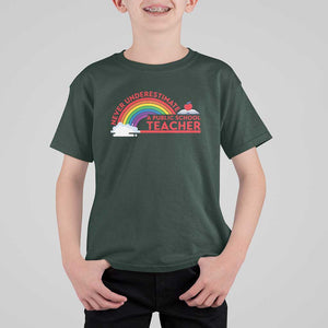 Tim Walz T Shirt For Kid Never Underestimate A Public School Teacher Rainbow Apple Book TS11 Dark Forest Green Print Your Wear