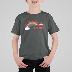 Tim Walz T Shirt For Kid Never Underestimate A Public School Teacher Rainbow Apple Book TS11 Dark Heather Print Your Wear