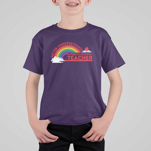 Tim Walz T Shirt For Kid Never Underestimate A Public School Teacher Rainbow Apple Book TS11 Purple Print Your Wear